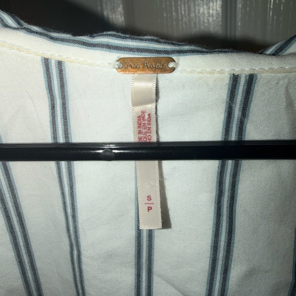 Free People Striped V-Neck Puff Sleeve Top - Picture 3 of 4